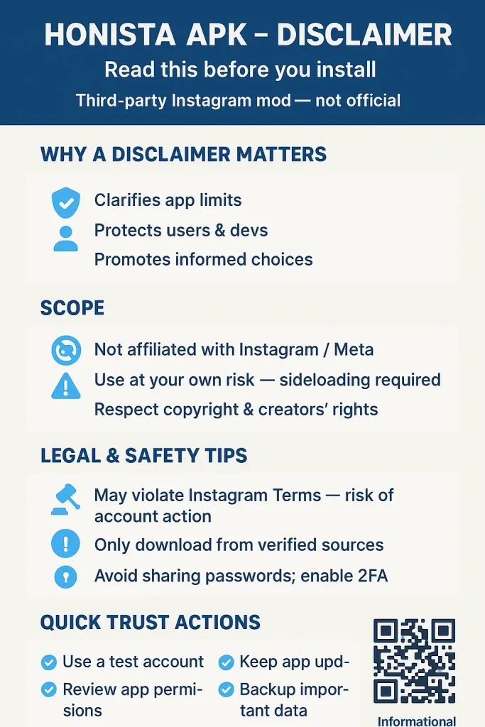 Honista APK Disclaimer 